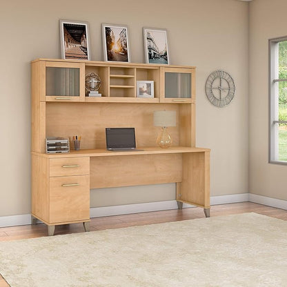 Bush Furniture Somerset 3 Position Sit to Stand L Shaped Desk, 72W, Maple Cross
