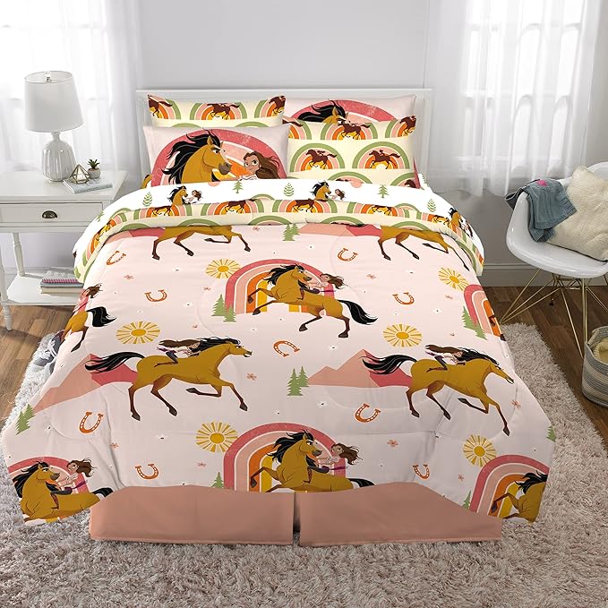 Franco Kids Bedding Super Soft Comforter and Sheet Set with Sham, 7 Piece Full Size, Spirit Riding Free