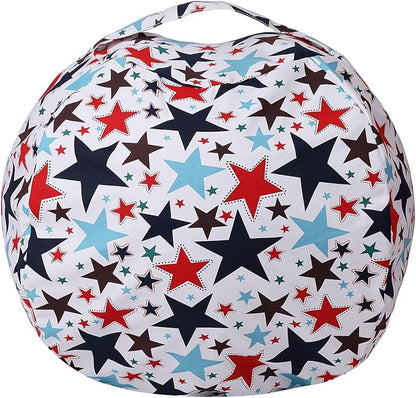 Colorful House Stuffed Animal Storage Bean Bag Chair Cover for Kids Stuffable Zipper Beanbag for Organizing Children Toys Large Canvas(38'',Star)