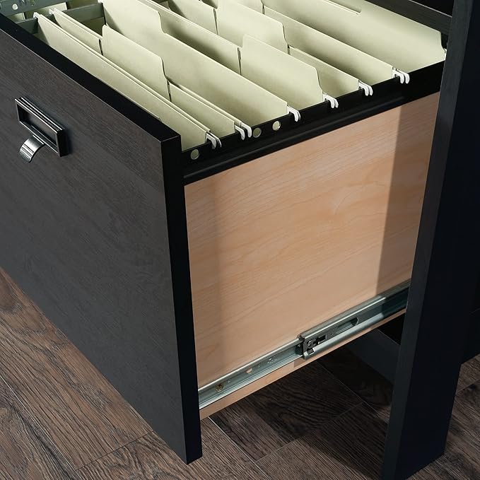 Sauder Trestle Lateral File, L: 32.28" x W: 24.49" x H: 29.41", Raven Oak Finish