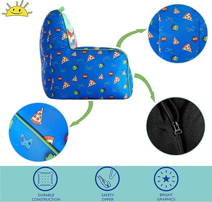 Idea Nuova Ryan's World Toddler Nylon Bean Bag Chair with Piping & Top Carry Handle Large