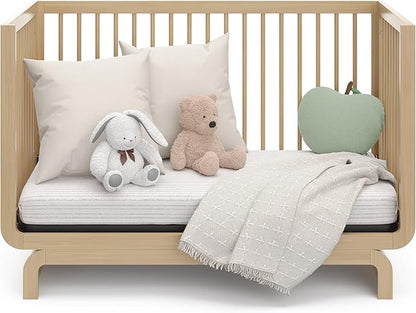 Storkcraft Santorini Deluxe 5-in-1 Convertible Crib with Bonus Toddler Guardrail (Driftwood) – GREENGUARD Gold Certified, Toddler Guardrail Included in Box, Fits Standard Crib Mattress