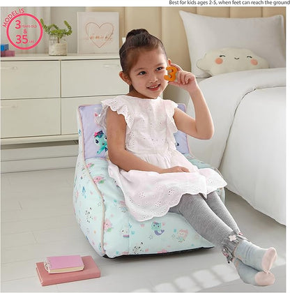 Idea Nuova Gabby's Dollhouse Kids Fabric Bean Bag Chair with Piping & Top Carry Handle, Large
