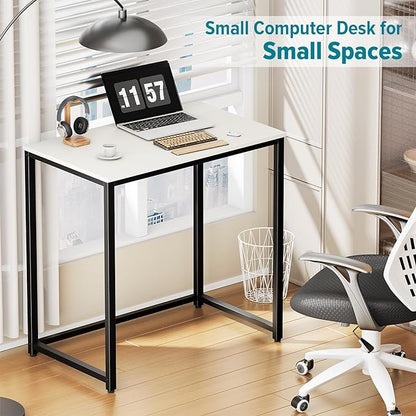 SINPAID Small Computer Desk 31.5 inches Desk for Small Spaces Sturdy Home Office Desk Modern Gaming Desk Study Writing Laptop Table, White Desk