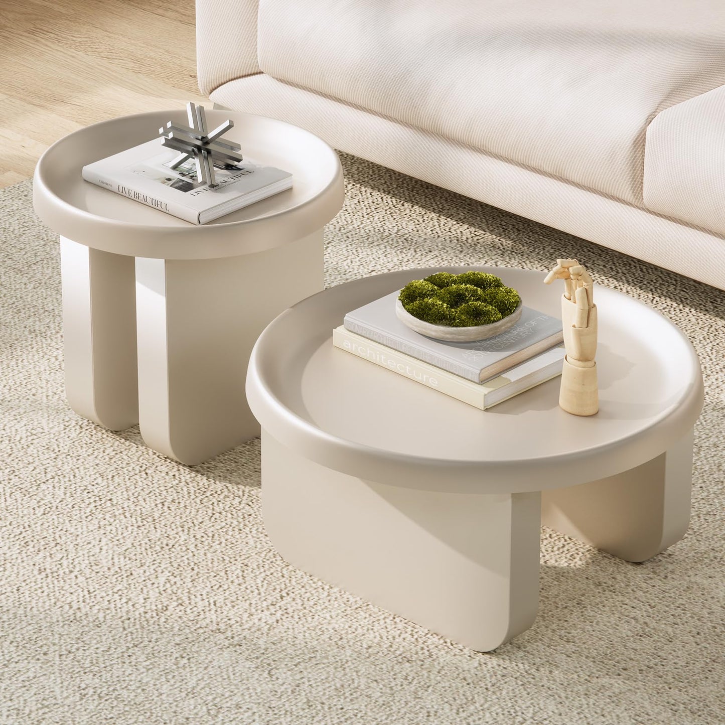 Round Coffee Table,Modern Coffee Table,Unique Circle Coffee Tables,Metal Center Table for Living Room (Black, 29.5 x 16.5)