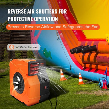 VEVOR Inflatable Blower, 1500W, 2 & 2.1 HP Bounce House Blower, Pump Commercial Air Blower for Inflatables, 3100 RPM Bouncy Castle Electric Fan Perfect for Bounce House