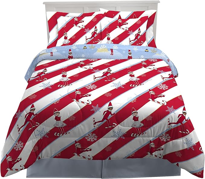 Franco Kids Bedding Soft Comforter and Sheet Set with Sham, 7 Piece Full Size, Elf on the Shelf