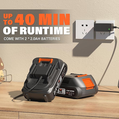 SOYUS Leaf Blower, 20V Leaf Blower Cordless with 2x2.0Ah Battery and Charger, 150 MPH Electric Leaf Blower with Two-Speed Mode, Blowers for Lawn Care, Debris Dust Cleaning(Orange)