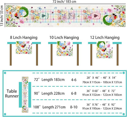 Spring Table Runner 72 Inches Long Spring Floral Flowers Table Runner Buffalo Plaid Check Decor for Kitchen Dining Table Home Party Decorations