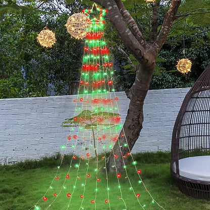 PUHONG Christmas Decoration Outdoor Star String Lights,320 LED Christmas Lights[8 Modes & Waterproof], Lighted Christmas Star for Halloween Xmas New Year Holiday (IronStar-Red+Green)