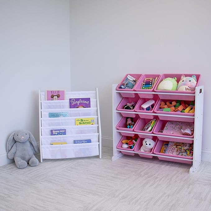 Humble Crew, White/Pink 12 Bin Toy Storage Organizer