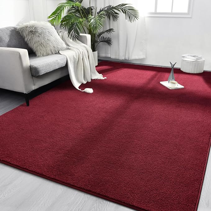 Area Rugs for Bedroom Living Room, 5x8 Rose Red Super Soft Comfy Thickened Memory-Foam Indoor Carpets, Modern Aesthetic Minimalist Carpet for Boys Girls Adults Apartment Nursery Home Décor