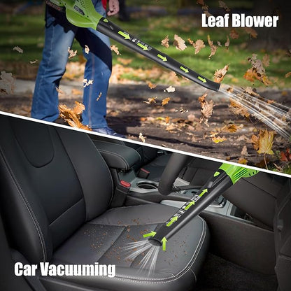 Cordless Leaf Blower 20V Handheld Electric Leaf Blower with 2x2.0AH Batteries and Fast Charger for Lawn Care, Patio, Garden, Snow(only for small jobs)