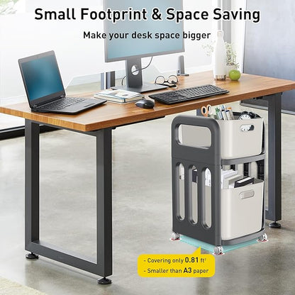 File Cabinet, Easy Assembled Mobile Filing Cabinets with Wheels, 2 Drawer Under Desk Rolling Cart for Home Office Legal/Letter/A4 Size File