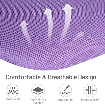 Kids Desk Chair, Armless Home Office Task Chair with Mesh Padded Cushion, Swivel Study Computer Chair with Rolling Wheels for Children Student, Purple