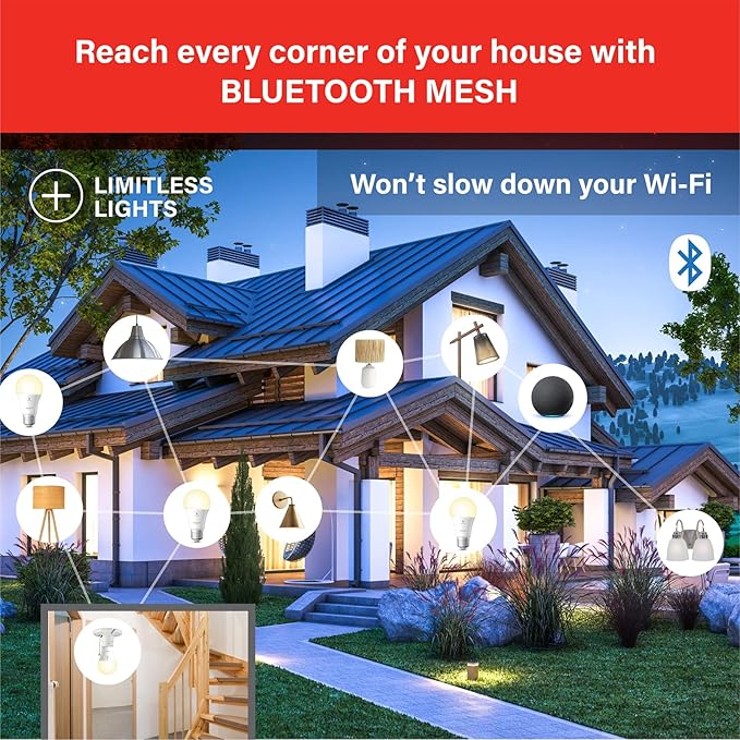 Sengled Alexa Light Bulb 75W Equivalent, Smart Light Bulbs Bluetooth Mesh 1050 LM, Smart Bulbs That Work with Alexa Only 2700K, High Brightness, Soft White A19 Dimmable Bulb, No Hub Required, 4 Pack