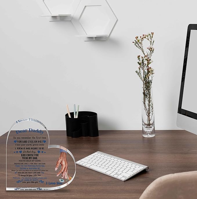Dad Birthday Gift from Daughter - Acrylic Desk Decor for Home Office