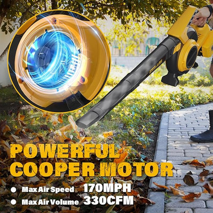 Cordless Leaf Blower & Vacuum, 3-in-1 Leaf Vacuum Mulcher with Bag, 40V 330CFM Battery Leaf Blower with 2x4.0Ah Battery & Charger for Lawn Care, 5-Speeds Variable Control