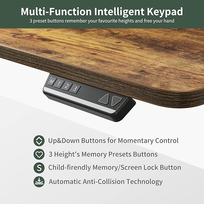 FEZIBO 75 Inches, Supports over 300mlbs, L Shaped Standing Desk Reversible, Electric Height Adjustable Corner Stand up Desk, Sit Stand Desk Computer Workstation, Black Frame/Rustic Brown Top