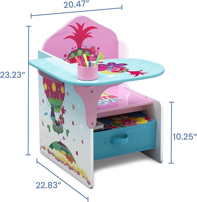 Delta Children Chair Desk with Storage Bin, Trolls World Tour