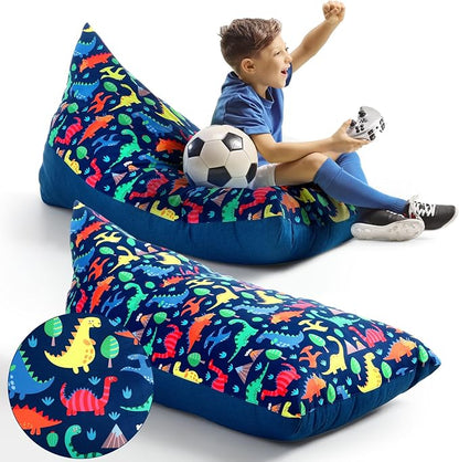 2 Pcs Stuffed Animal Storage Bean Bag Chair Stuffed Animal Bean Bag Storage Large Beanbag Covers Stuff Animal Organizer Bean Bag Couch for Kids Adults Plush Toys Pillows, Cover Only (Dinosaur)