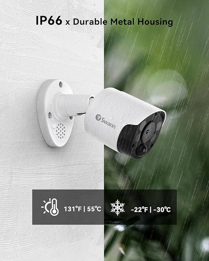 Swann Home Security Camera System with 2TB HDD, 8 Channel 8 Cam, POE Cat5e NVR 4K HD Video, Indoor or Outdoor Wired Surveillance CCTV, Color Night Vision, Heat Motion Detection, LED Lights, 886808FB