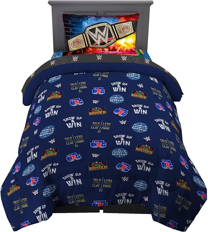 Franco Kids Bedding Super Soft Comforter and Sheet Set, 4 Piece Twin Size, WWE