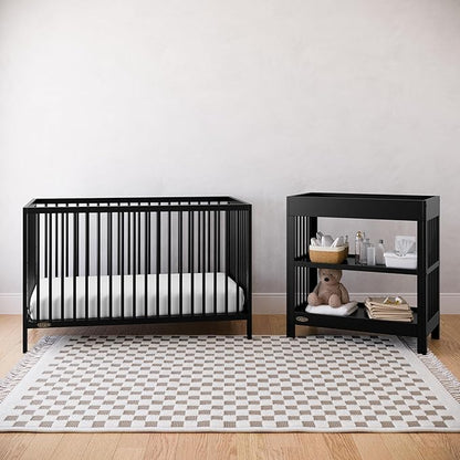 Graco Teddi 5-in-1 Convertible Crib (Black) – GREENGUARD Gold Certified, Converts to Daybed, Toddler & Twin Bed with Headboard and Footboard, Adjustable Mattress Height