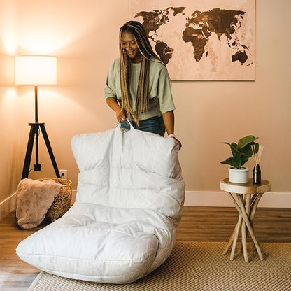 Big Joe Roma Bean Bag Chair, Moonstone Tessellation Lenox, Durable Woven Polyester, 3 feet