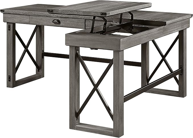 NicBex Laik-DW-00060-DX Desks, 67" W x 55" D x 30" H, Gray