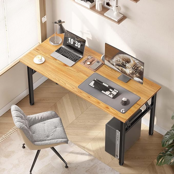 Computer Desk, 61.9 inches Folding Table Home Office Desk for Home Office, Gaming Desk, No Install Needed, Multifunctional Laptop Table