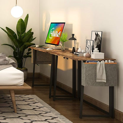 4NM 31.5" Small Desk with Storage Bag, Simple Assembly Folding Computer Desk Home Office Desk Study Writing Table for Small Space Offices - Rustic Brown and Black