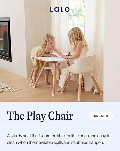 Lalo The Play Chair, Wooden and Non-Toxic Plastic Kids and Toddler Chair - Sturdy Bucket Seat and Easy to Clean Kids Chair with up to 200 lb. Weight Capacity, Set of 2 - Coconut