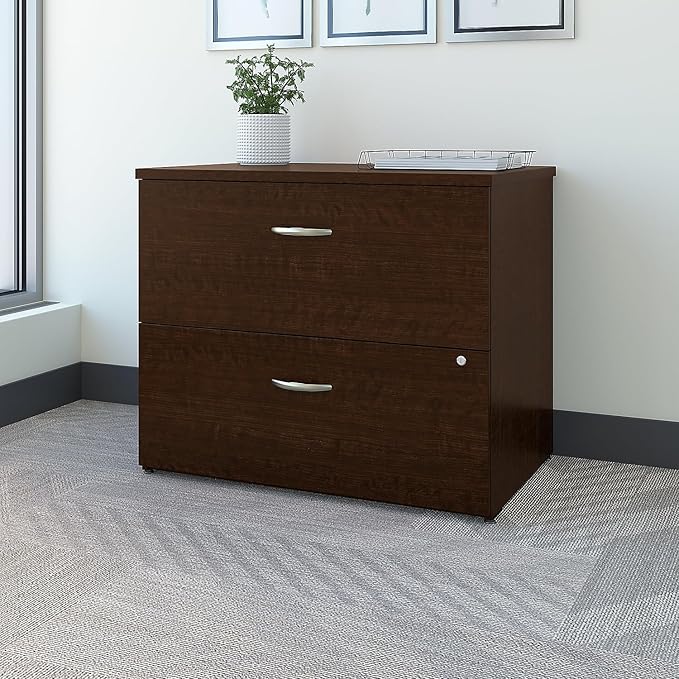 Bush Business Furniture Series C 2 Drawer Lateral File Cabinet, Locking Document Storage for Home or Professional Office, Mocha Cherry