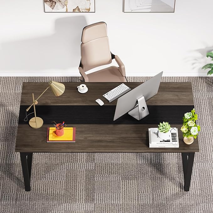 63 Inch Large Executive Office Desk, Simple Computer Workstation with 31.5 inch Extra Wide Desktop for Home Office