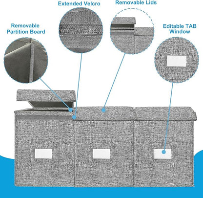 Extra Large 3 in 1 Storage Box, 150L, Grey, Polyester Blend, Waterproof, for Kids Room, Arts & Crafts, 39.4x14.0x16.0 inches