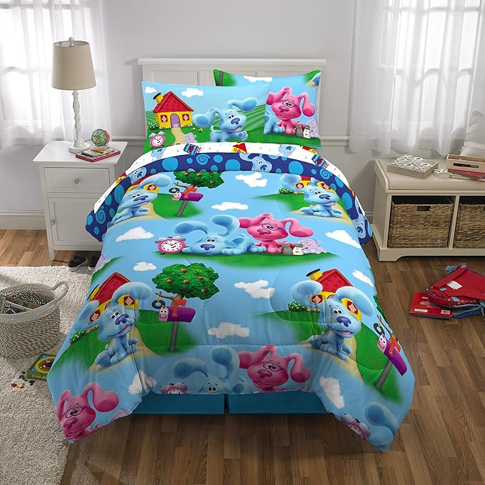 Franco Kids Bedding Super Soft Comforter and Sheet Set with Sham, 5 Piece Twin Size, Blues Clues