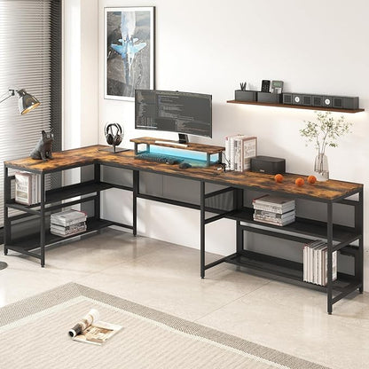 NicBex Laik-DW-00008-DX Desks, 82" W x 43" D x 35" H, Brown