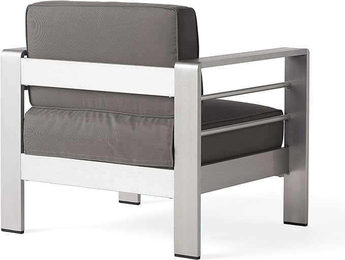 Christopher Knight Home Cape Coral Outdoor Chat Set with Fire Table, 5-Pcs Set, Khaki / Light Grey
