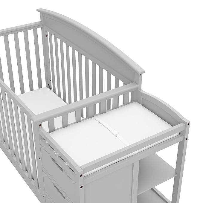 Graco Benton 5-in-1 Convertible Crib and Changer (Pebble Gray) – Crib and Changing Table Combo, Includes Water-Resistant Changing Pad, 3 Drawers, Converts to Toddler Bed, Daybed and Full-Size Bed