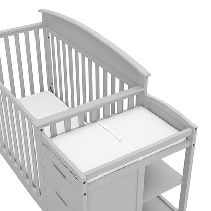 Graco Benton 5-in-1 Convertible Crib and Changer (Pebble Gray) – Crib and Changing Table Combo, Includes Water-Resistant Changing Pad, 3 Drawers, Converts to Toddler Bed, Daybed and Full-Size Bed