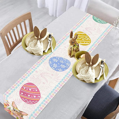 Easter Table Runner 72 Inch Easter Bunny Eggs Table Runner Buffalo Plaid Check Decor for Kitchen Dining Table Home Party Decorations