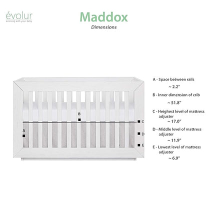 Dream On Me Evolur Maddox Modern Crib, Weathered White