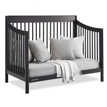 Delta Children Brooks 6-in-1 Convertible Crib, Midnight Grey + Simmons Kids Quiet Nights Breathable Crib Mattress with Removable/Machine Washable Cover (Bundle)