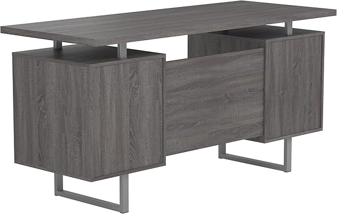 Coaster Furniture Lawtey Modern Rustic 2 Drawer Home Office Writing Desk Storage File Cabinet Silver Metal Frame Weathered Gray 800521