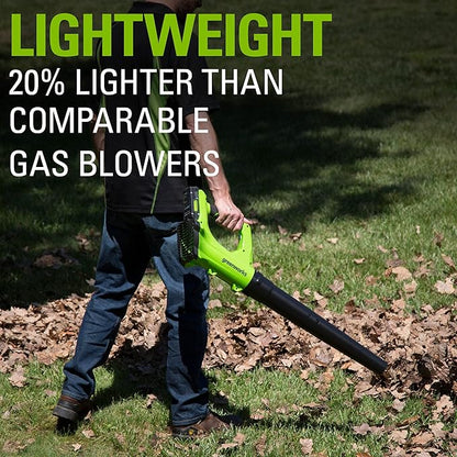 Greenworks 24V Axial Leaf Blower (100 MPH / 330 CFM), 2Ah Battery and Charger Included