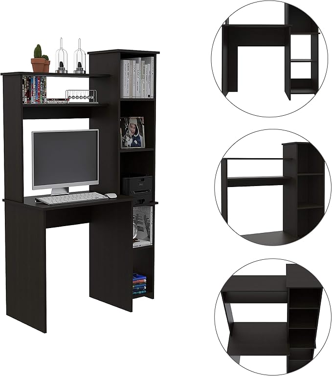 NicBex Laik-DW-00075-DX Desks, 38.7" W x 17.8" D x 63.9" H, Black