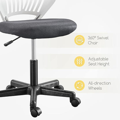 Yaheetech Students Cute Desk Chair Low-Back Armless Study Chair w/Lumbar Support Adjustable Swivel Chair in Home Bedroom School, Dark Gray