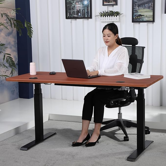 ApexDesk K Series 60" Electric Height Adjustable Standing Desk with LED Memory Controller (Cherry)