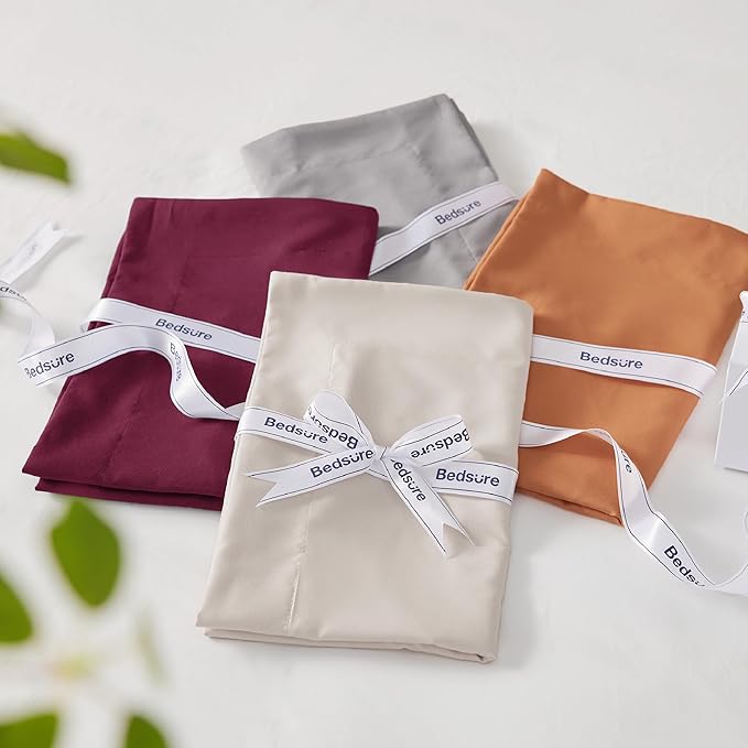 Bedsure Burgundy Queen Comforter Set - 7 Pieces Solid Queen Bed in a Bag, Queen Bed Set Burgundy with Comforters, Sheets, Pillowcases & Shams